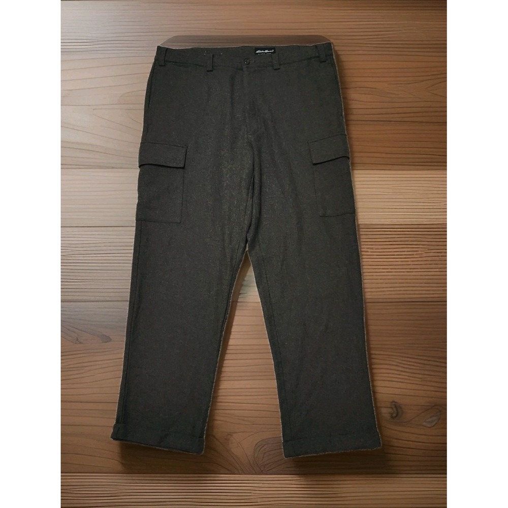 EDDIE BAUER 38 Vintage Wool Blend Cargo Pants Cuffed Army Green 38x31